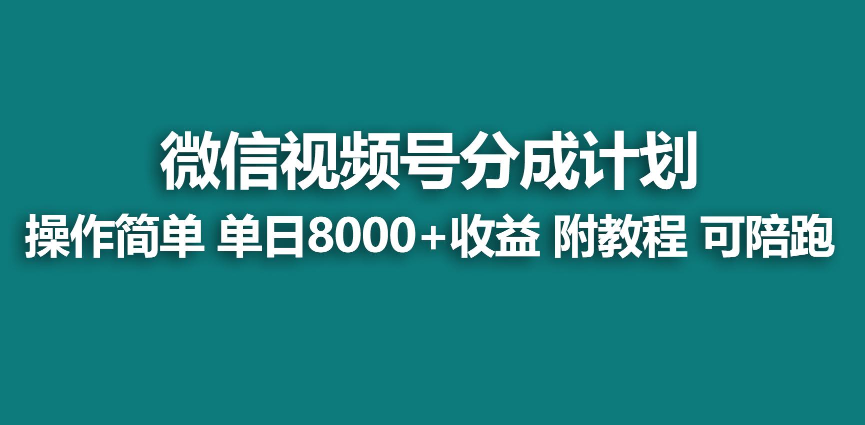 【蓝海项目】视频号分成计划，快速开通收益，单天爆单8000+，送玩法教程-网赚项目平台