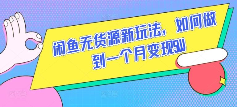 闲鱼无货源新玩法，如何做到一个月变现5W【揭秘】-网赚项目平台