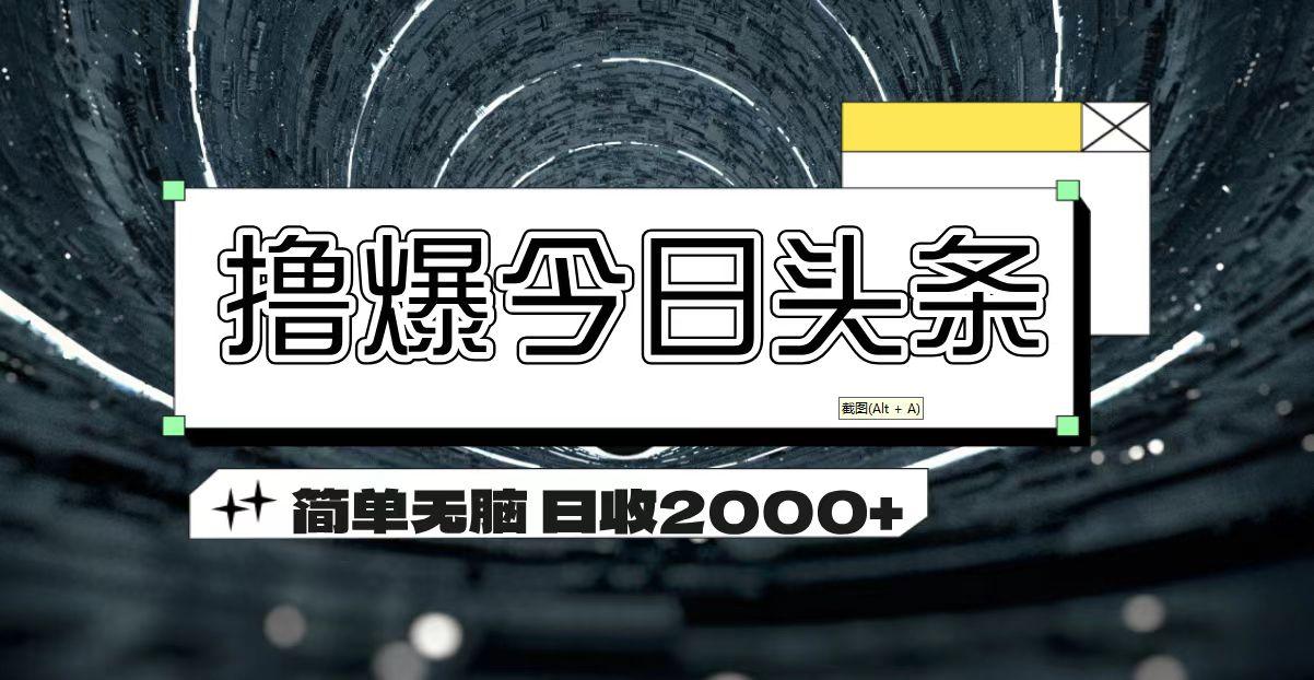 撸爆今日头条 简单无脑操作 日收2000+-网赚项目平台