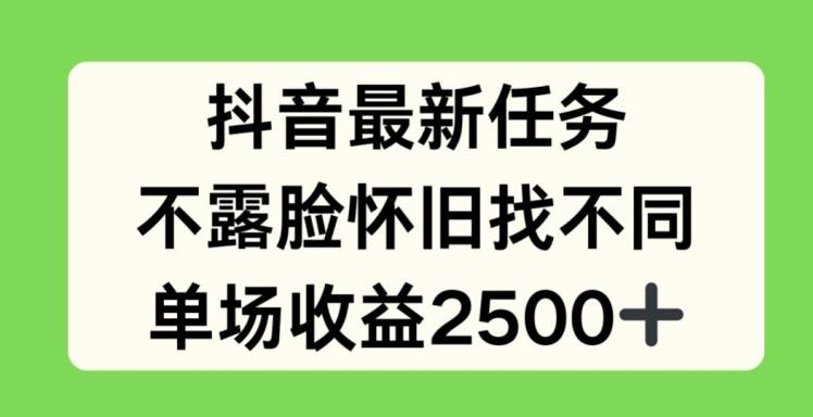 抖音最新任务，不露脸怀旧找不同，单场收益2.5k【揭秘】-网赚项目平台