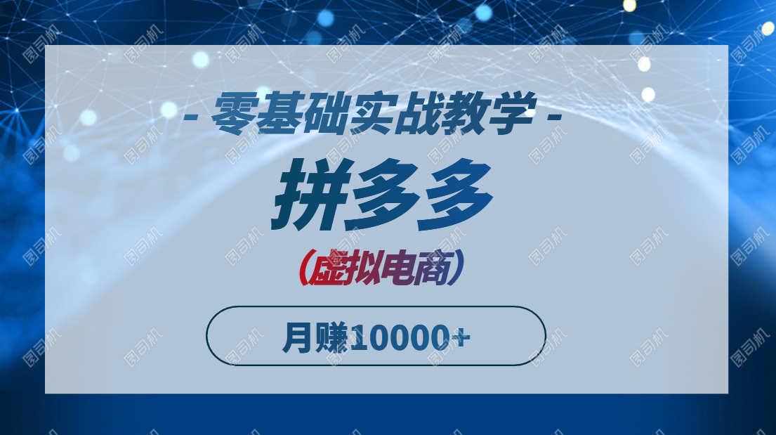 拼多多虚拟电商，零基础实战教学，快速打爆商品，新手也能月入10000+-网赚项目平台