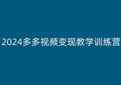 2024多多视频变现教学训练营，新手保姆级教程，适合新手小白-网赚项目平台