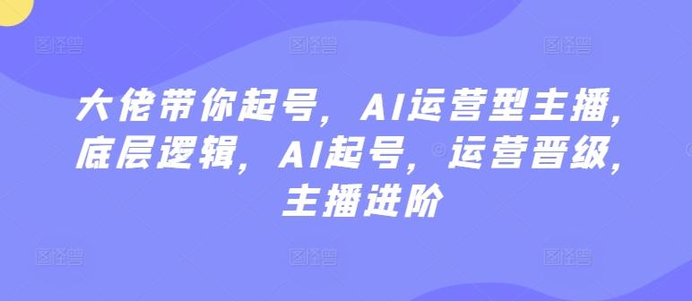 大佬带你起号，AI运营型主播，底层逻辑，AI起号，运营晋级，主播进阶-网赚项目平台