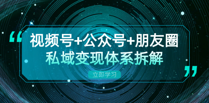 视频号+公众号+朋友圈私域变现体系拆解，全体平台流量枯竭下的应对策略-网赚项目平台