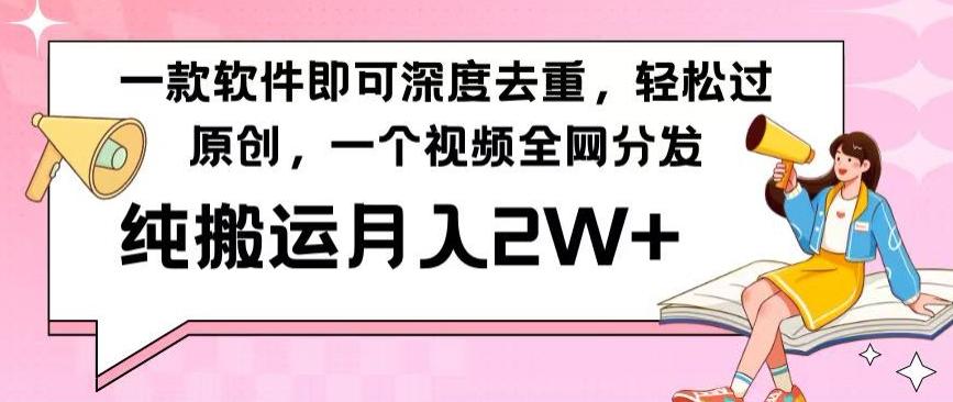 一款软件深度去重，轻松过原创，一个视频全网分发，纯搬运月入2W+-网赚项目平台