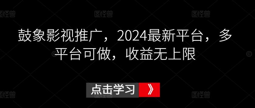 鼓象影视推广，2024最新平台，多平台可做，收益无上限【揭秘】-网赚项目平台