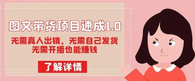 图文带货项目速成1.0：无需真人出镜，无需自己发货，无需开播也能赚钱！-网赚项目平台