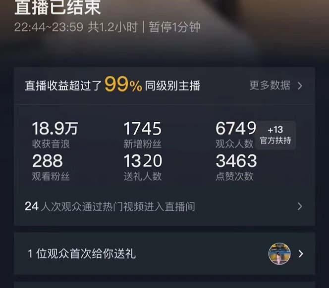 抖音美女直播，单场收益7000+,新手小白也可操作-网赚项目平台