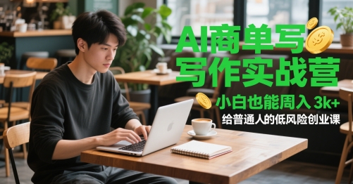 AI商单写作实战营，小白也能周入3k+，给普通人的低风险创业课-网赚项目平台