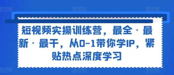 短视频实操训练营，最全·最新·最干，从0-1带你学IP，紧贴热点深度学习-网赚项目平台