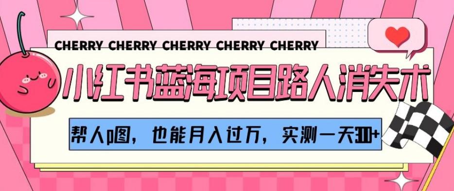 小红书蓝海项目路人消失术，帮人p图，也能月入过万，实测一天300+【揭秘】-网赚项目平台