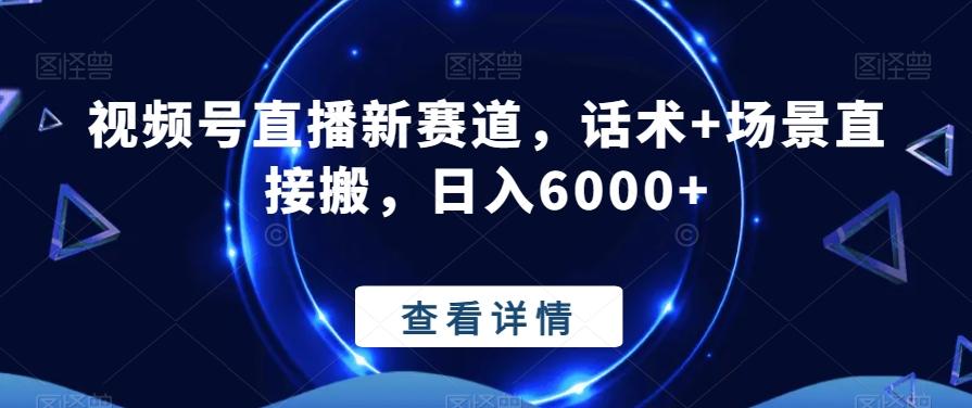视频号直播新赛道，话术+场景直接搬，日入6000+-网赚项目平台