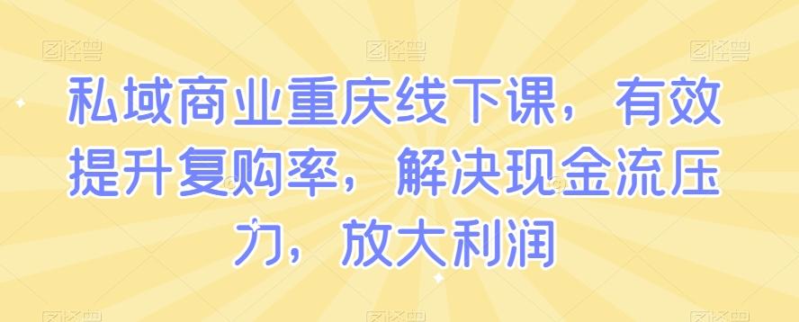 私域商业重庆线下课，有效提升复购率，解决现金流压力，放大利润-网赚项目平台