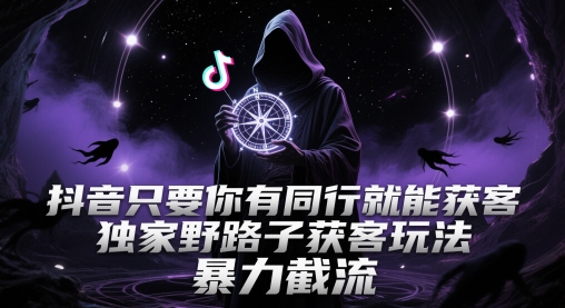 抖音只要你有同行就能获客，独家野路子获客玩法，暴力截流【揭秘】-网赚项目平台