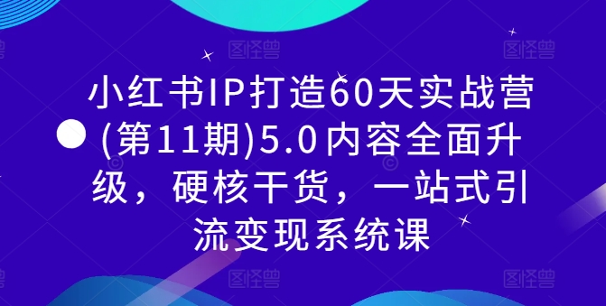 小红书IP打造60天实战营(第11期)5.0​内容全面升级，硬核干货，一站式引流变现系统课-网赚项目平台