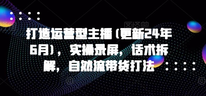打造运营型主播(更新24年6月)，实操录屏，话术拆解，自然流带货打法-网赚项目平台