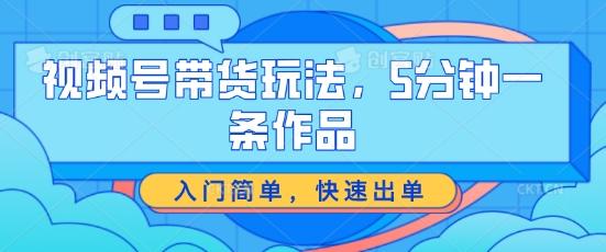 视频号带货玩法，5分钟一条作品，入门简单，快速出单【揭秘】-网赚项目平台