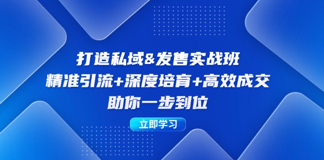 打造私域&发售实操班：精准引流+深度培育+高效成交，助你一步到位-网赚项目平台