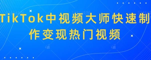 TikTok中视频大师快速制作变现热门视频-网赚项目平台