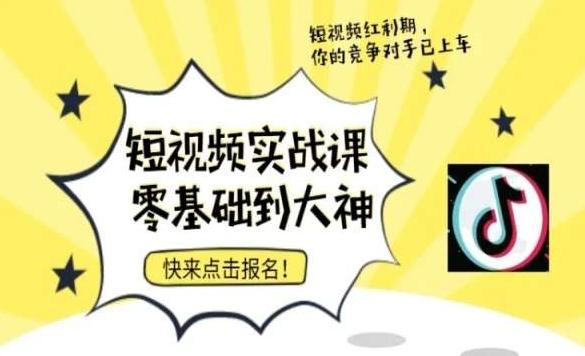 短视频零基础落地实操训练营，短视频实战课零基础到大神-网赚项目平台