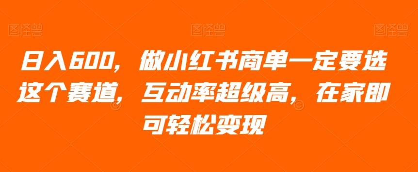 日入600，做小红书商单一定要选这个赛道，互动率超级高，在家即可轻松变现-网赚项目平台