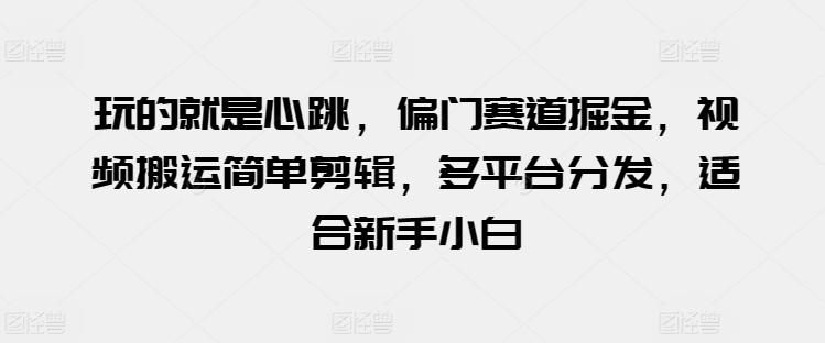 玩的就是心跳，偏门赛道掘金，视频搬运简单剪辑，多平台分发，适合新手小白【揭秘】-网赚项目平台