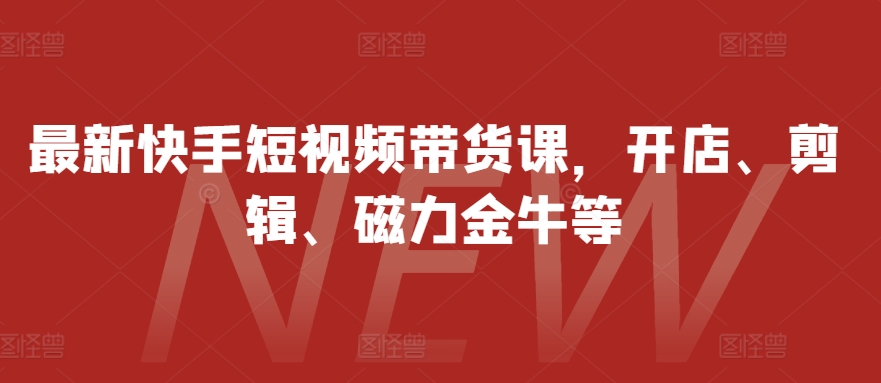 最新快手短视频带货课，开店、剪辑、磁力金牛等-网赚项目平台