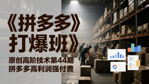 《拼多多打爆班》原创高阶技术第44期，拼多多高利润强付费-网赚项目平台