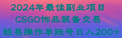 2024年最佳副业项目 CSGO饰品装备交易 轻易操作单账号日入200+-网赚项目平台