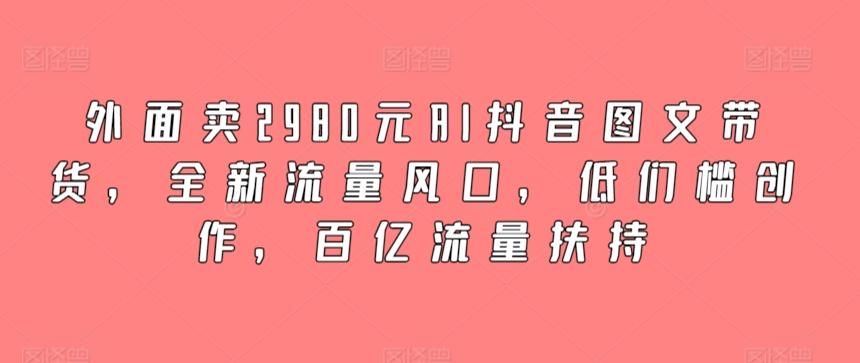 外面卖2980元AI抖音图文带货，全新流量风口，低们槛创作，百亿流量扶持-网赚项目平台