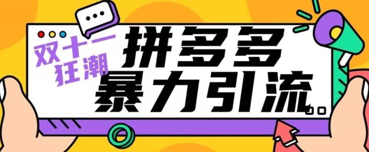 【首发】双十一拼多多暴力引流，日引300+微信-网赚项目平台