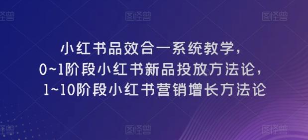 小红书品效合一系统教学，​0~1阶段小红书新品投放方法论，​1~10阶段小红书营销增长方法论-网赚项目平台