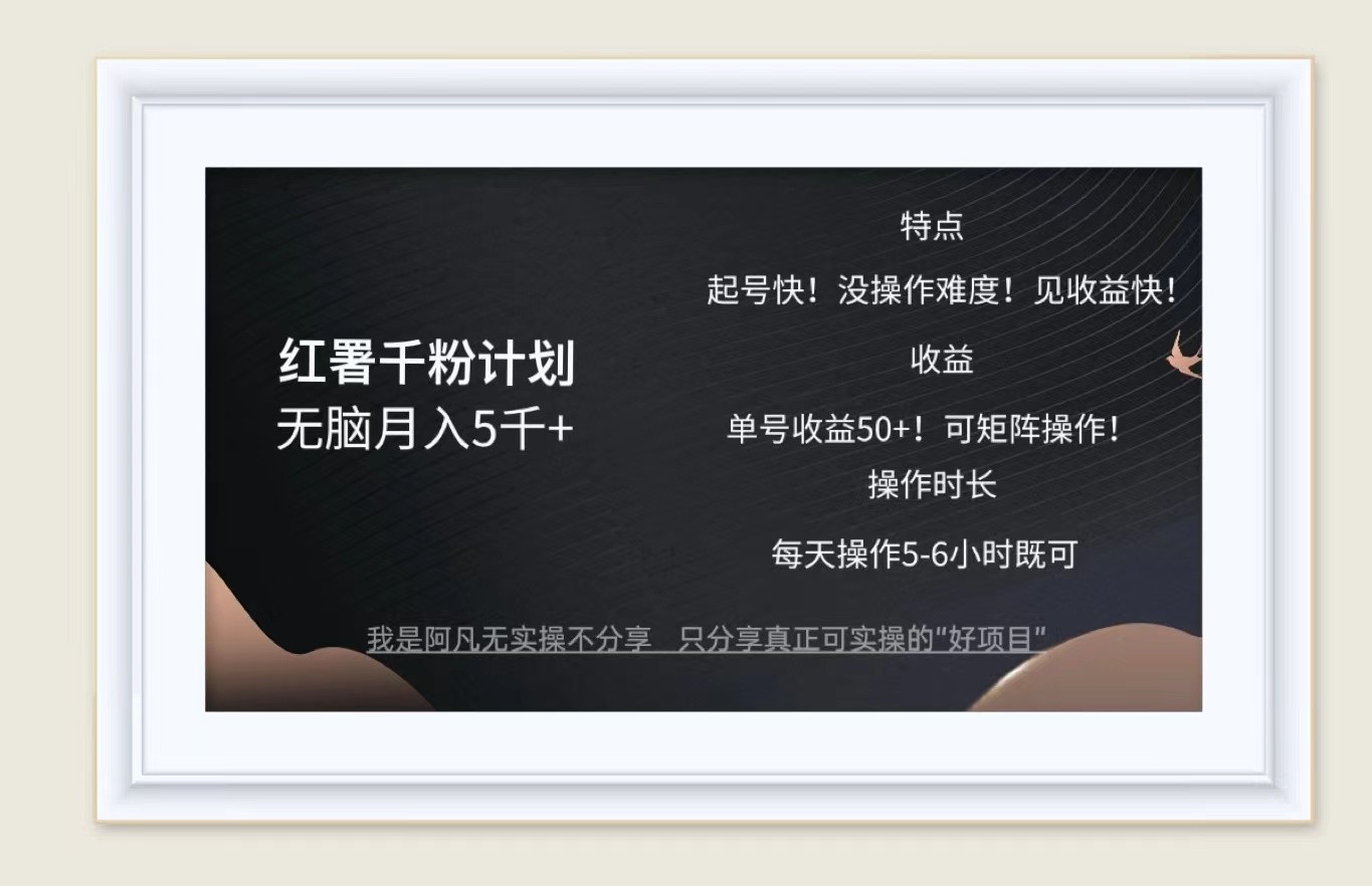 红薯千粉计划无脑月入5千+！既做既赚！-网赚项目平台