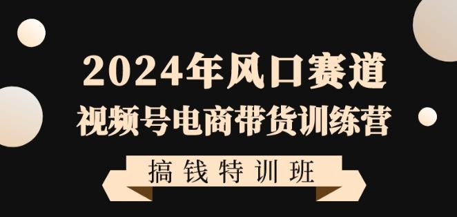 2024年风口赛道视频号电商带货训练营搞钱特训班，带领大家快速入局自媒体电商带货-网赚项目平台