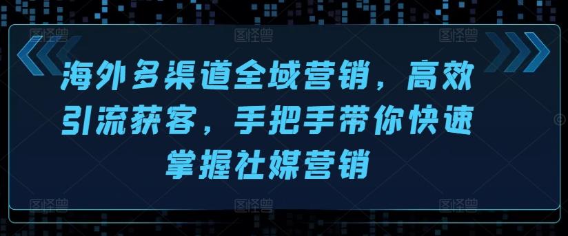 海外多渠道全域营销，高效引流获客，手把手带你快速掌握社媒营销-网赚项目平台