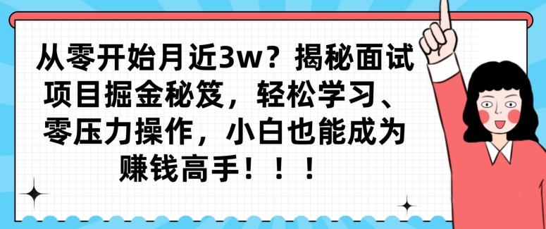 从零开始月近3w？揭秘面试项目掘金秘笈，轻松学习、零压力操作，小白也能成为赚钱高手-网赚项目平台