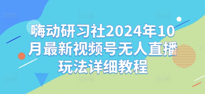 嗨动研习社2024年10月最新视频号无人直播玩法详细教程-网赚项目平台