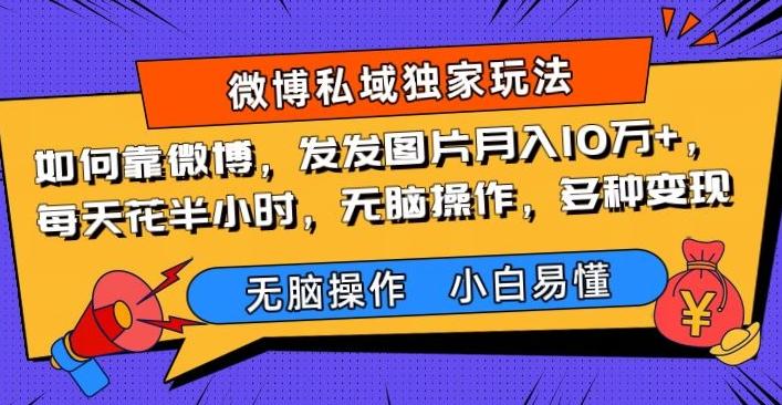 如何靠微博，发发图片月入10万+，‌每天花半小时，无脑操作，多种变现-网赚项目平台