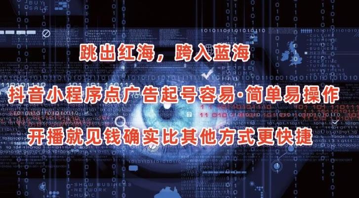 抖音小程序点广告项目，起号容易，简单易操作，开播就见有收益【揭秘】-网赚项目平台
