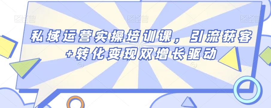 私域运营实操培训课，引流获客+转化变现双增长驱动-网赚项目平台