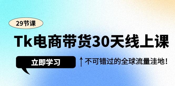 (9463期)Tk电商带货30天线上课，不可错过的全球流量洼地(29节课)-网赚项目平台