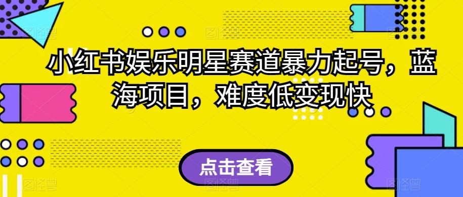 小红书娱乐明星赛道暴力起号，蓝海项目，难度低变现快【揭秘】-网赚项目平台