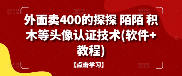 外面卖400的探探 陌陌 积木等头像认证技术(软件+教程)-网赚项目平台