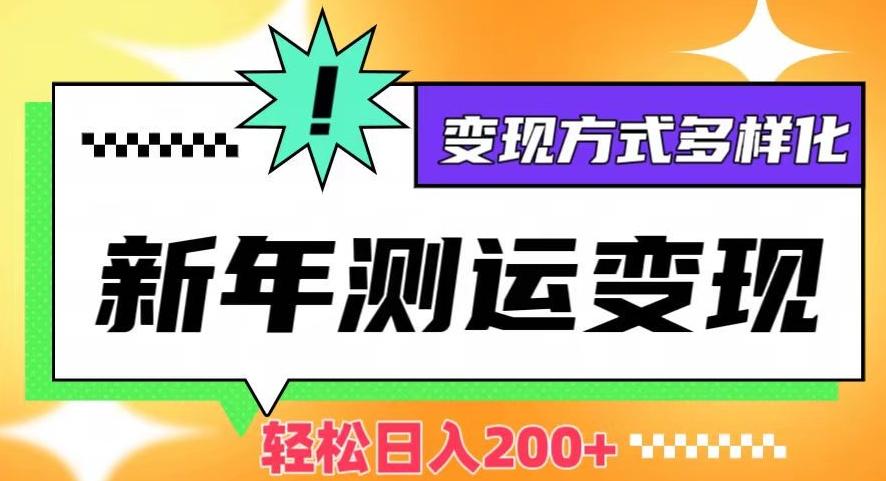 新年运势测试变现，日入200+，几分钟一条作品，变现方式多样化【揭秘】-网赚项目平台