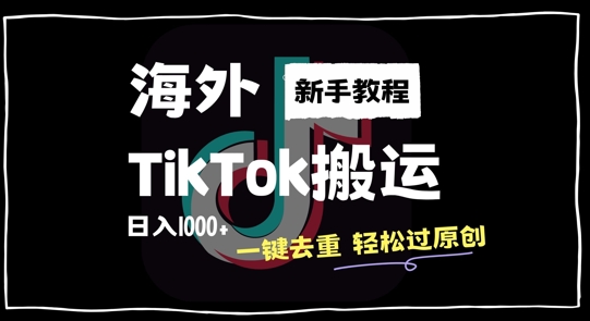 2024最新海外TikTok搬运玩法，一键去重轻松过原创，新手无经验也能日入1k【揭秘】-网赚项目平台