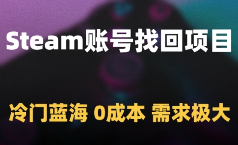 Steam账号找回项目，冷门蓝海，0成本，需求极大-网赚项目平台