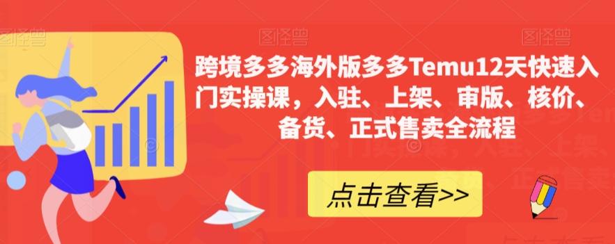 跨境多多海外版多多Temu12天快速入门实操课，入驻、上架、审版、核价、备货、正式售卖全流程-网赚项目平台