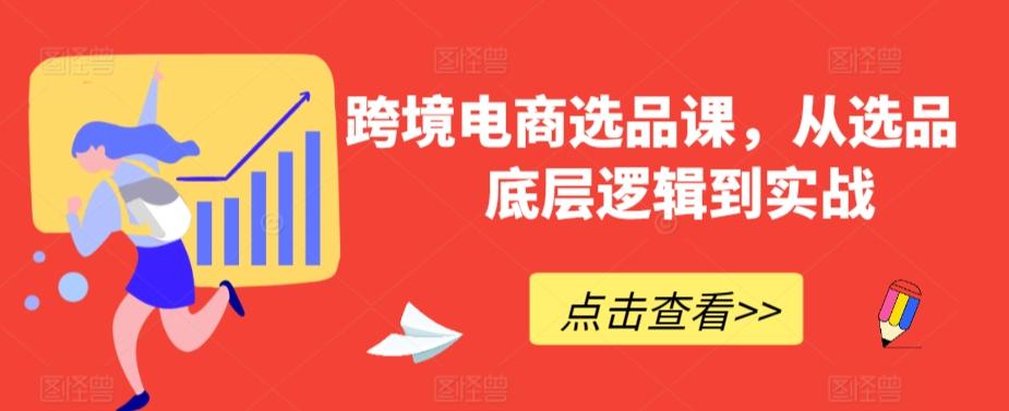 跨境电商选品课，从选品到底层逻辑到实战-网赚项目平台