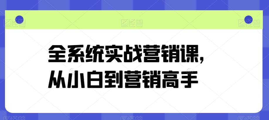 全系统实战营销课，从小白到营销高手-网赚项目平台