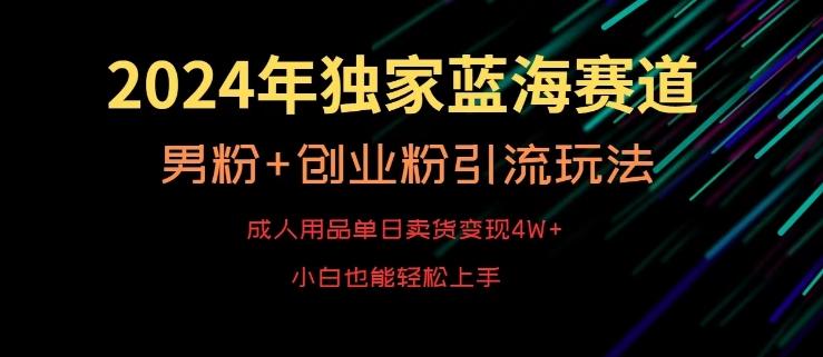 2024年独家蓝海赛道，成人用品单日卖货变现4W+，男粉+创业粉引流玩法，不愁搞不到流量【揭秘】-网赚项目平台